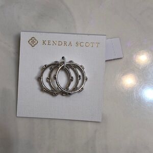 Kendra Scott Silver Tone Haven Heart 3PC Stackable Ring Set Size 7 Crystal NWT